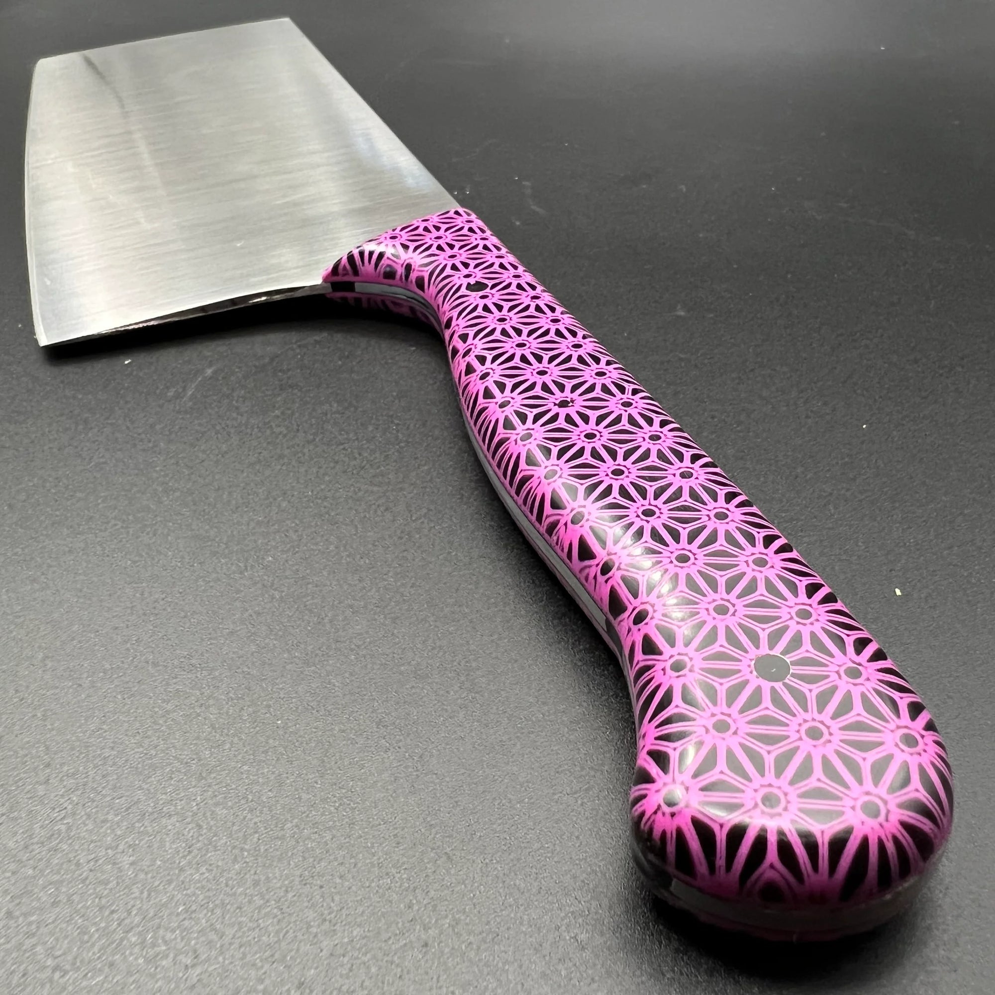 "7.5" Chinese Cleaver MT v1 Knife - 3D Printed Pink and Black "