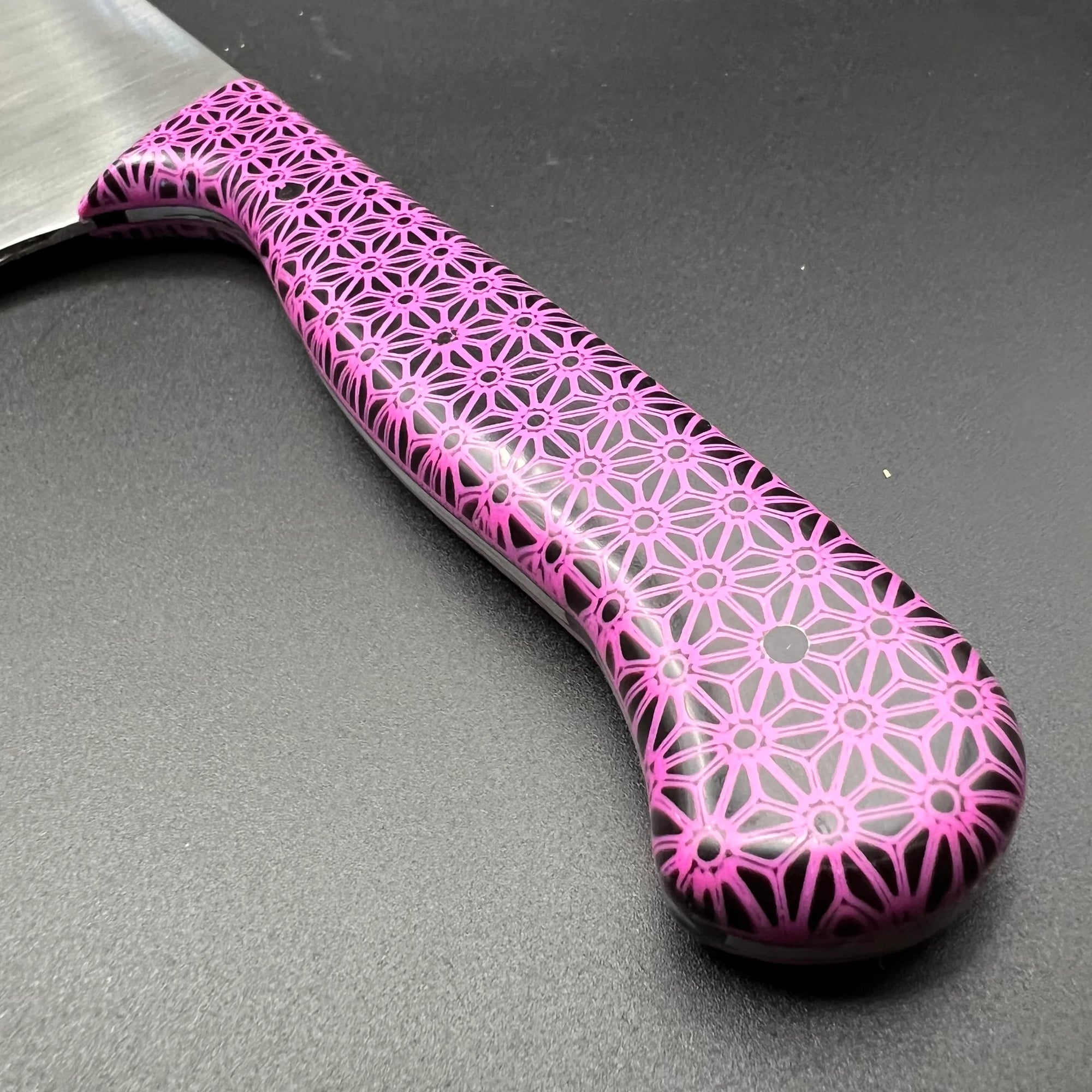 "7.5" Chinese Cleaver MT v1 Knife - 3D Printed Pink and Black "