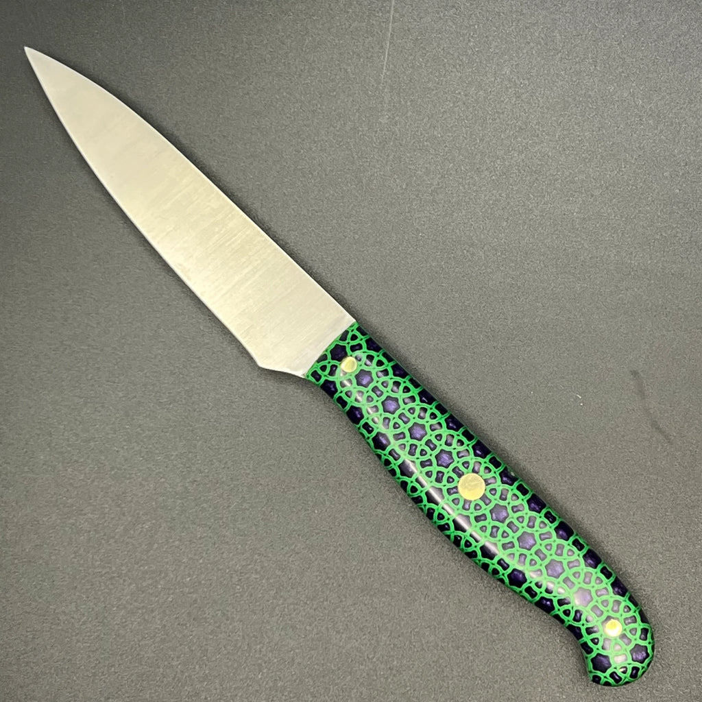 "3.5'' MT Paring Knife - Green and Purple 3D Print and Resin "