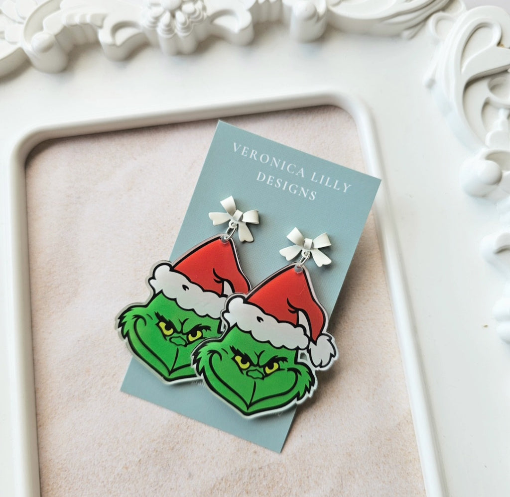 Grinch Christmas Earrings