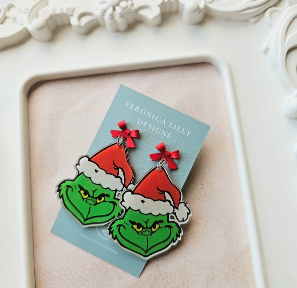Grinch Christmas Earrings