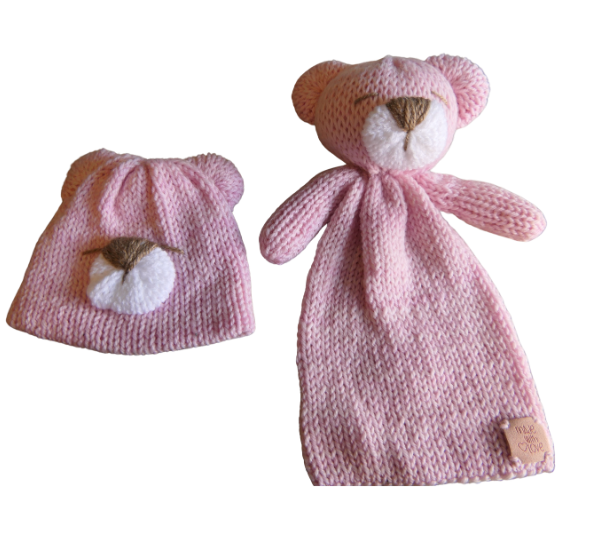 Cuddle Bear Lovey & Beanie set