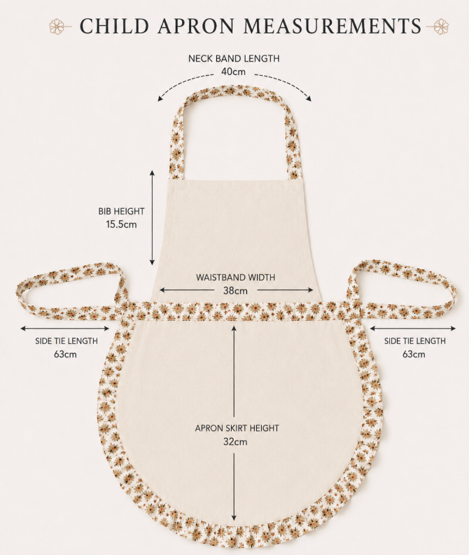Emily cornflower blue floral girls' apron - personalisation option available
