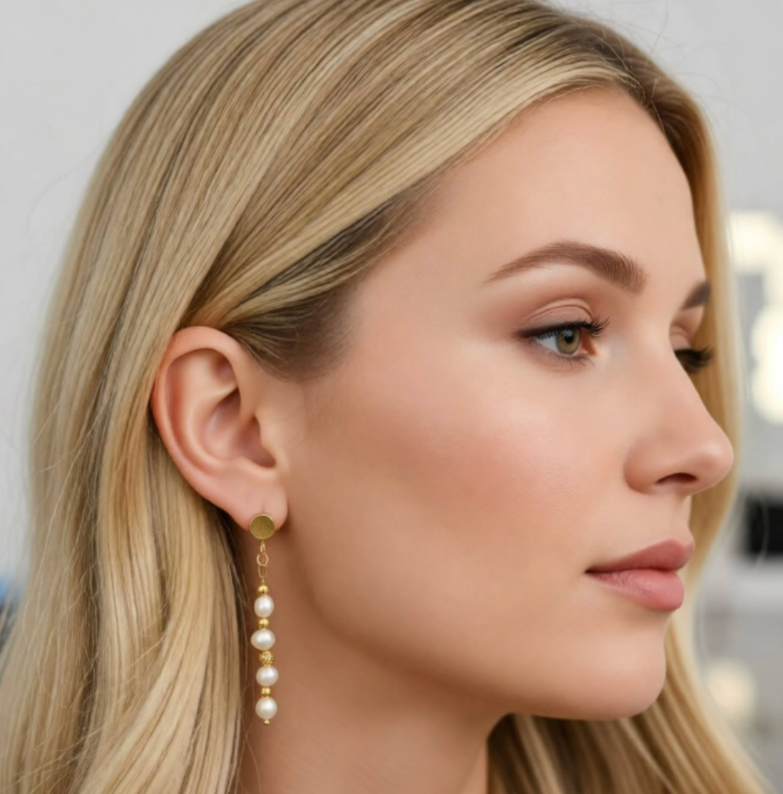 Pearl drop earrings - 18k gold plated stud