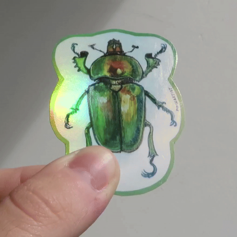 Assorted Holographic Stag Beetle Vinyl Stickers